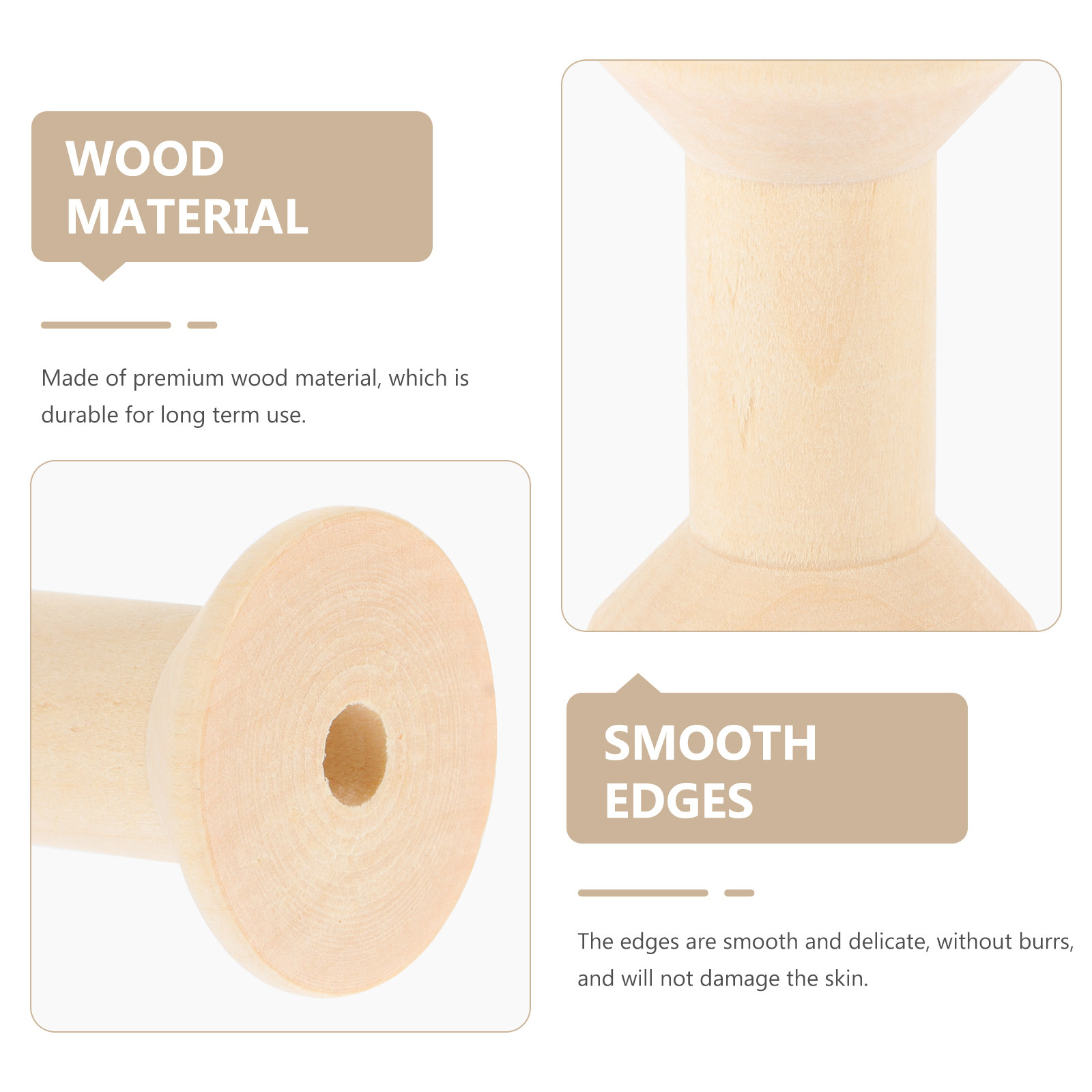 5Pcs Wooden Bobbins Smooth Pol - Embroidery Craft recension och pris