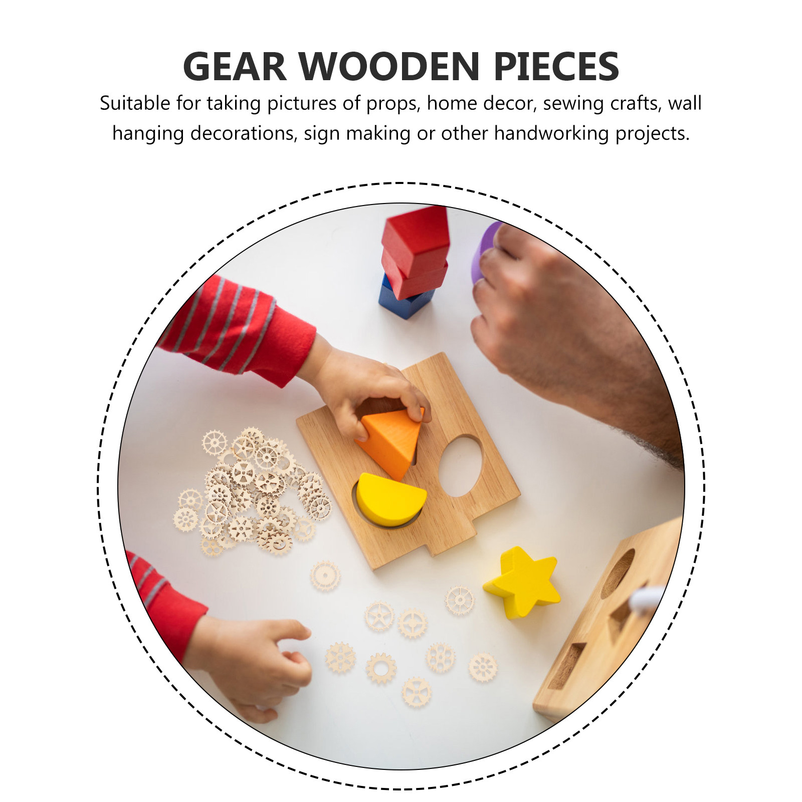 100Pcs Wood Gear Craft Pieces  - Craft Embellishments recension och pris